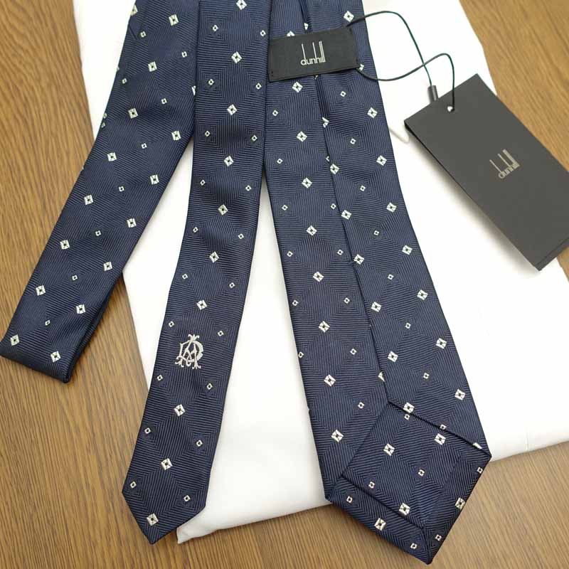 dunhill（ダンヒル） ネクタイ DH81 ネイビー/パールホワイト (8cm