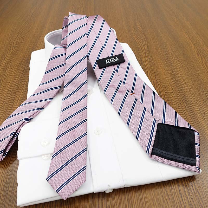 ZEGNA（ゼニア） エルメネジルド ネクタイ ベビーピンク/ネイビー