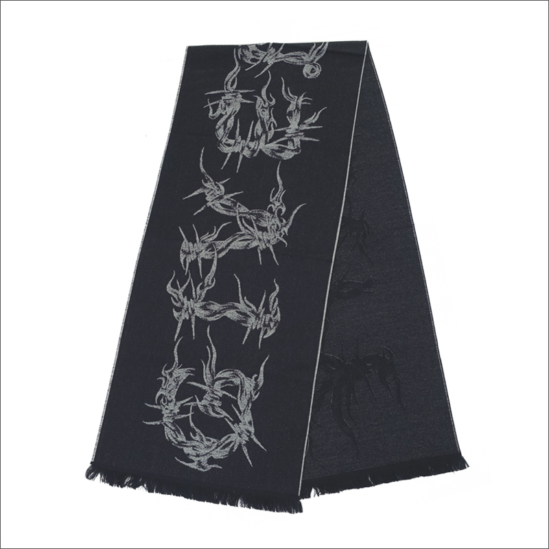 NO.8-137ジバンシーyvnlazyマフラー　総柄　グレー×ブラック GIVENCHY（ジバンシィ） ジバンシー マフラー GIVENCHY【メンズ