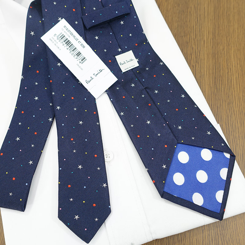 ポールスミス　ネイビー ネクタイ Paul Smith 【すぐに渡せるおしゃれなラッピング付!!】 ポール