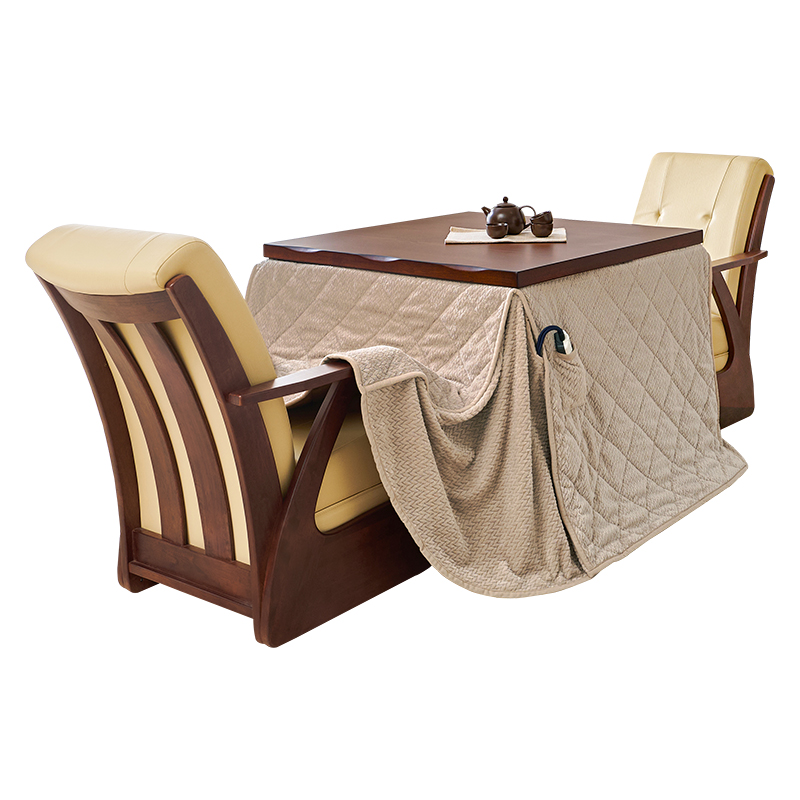 ダイニングこたつ セット 4点 2人用 幅90 テーブル 椅子 こたつ布団 高