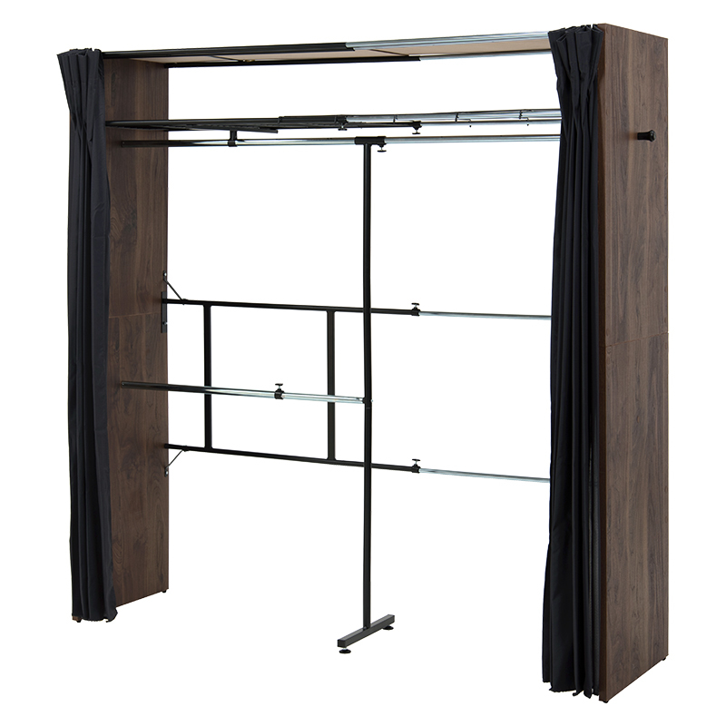 伸縮式 クローゼット ワードローブ ハンガーラック 棚 ラック 幅118