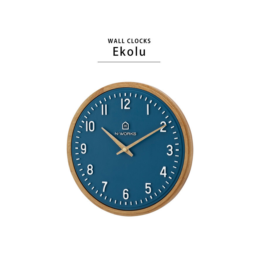 掛け時計 壁掛け時計 おしゃれ 北欧 ウォールクロック ネイビー 無垢