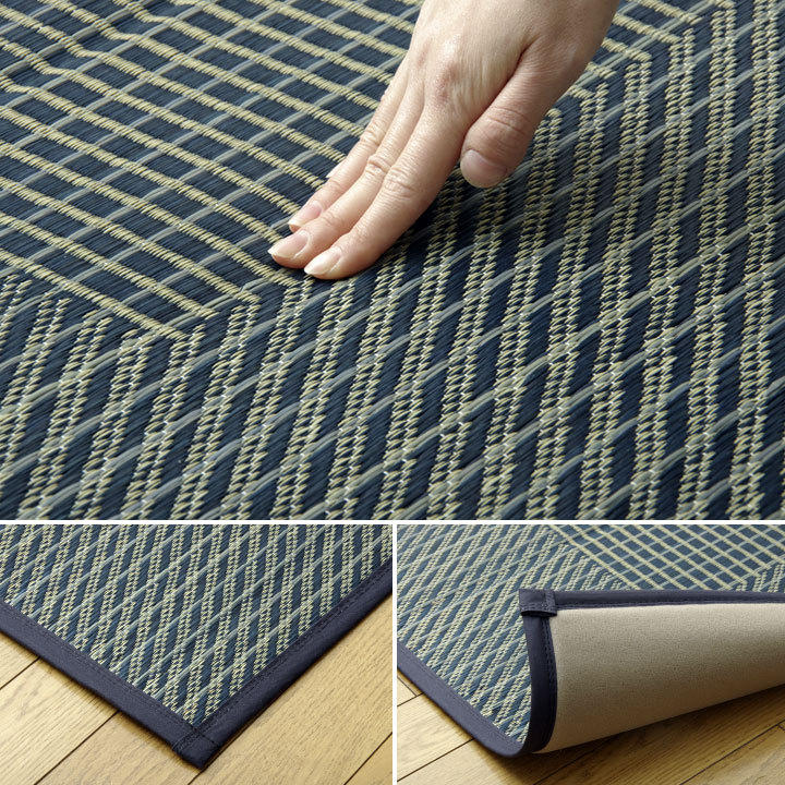 ラグ 夏 ひんやり い草 カーペット 涼しい 涼感 和モダン 和柄 おしゃれ 2畳 191×191cm 正方形 高級 国産 日本製 快適 涼しい 調湿 空気清浄 裏地付 不織布_1