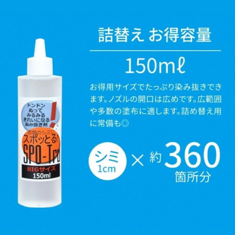 スポットる！染み抜き剤 150ml 新品未開封 スポッとる シミ抜き 150ml すぽっとる ハッシュシミ抜き シミ抜き衣類