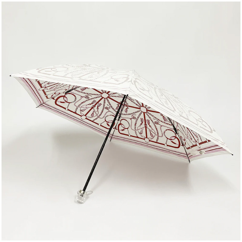 日傘 プレミアムホワイト タッセルベルト柄 日傘 折りたたみ 白 日本製 軽量 UV カット  晴雨...