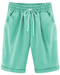 ハーフパンツ レディース チノパンツ チノパン ひざ丈 ボトム ウエストゴム ベージュ ブラック グリーン 送料無料 |  | 04
