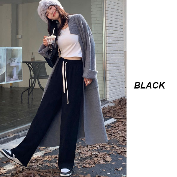 【期間限定スペシャルプライス】コーデュロイ ワイドパンツ リブパンツ レディース 裏起毛パンツ 裏フリース フリースパンツ ボトムス ウエストゴム 送料無料 |  | 02