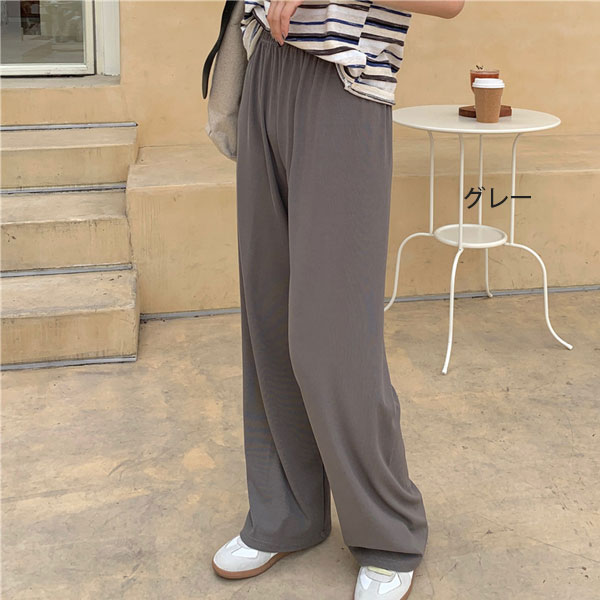 ワイドパンツ 夏パンツ カラーパンツ レディース パンツ リブパンツ ボトム ウエストゴム 送料無料 |  | 05