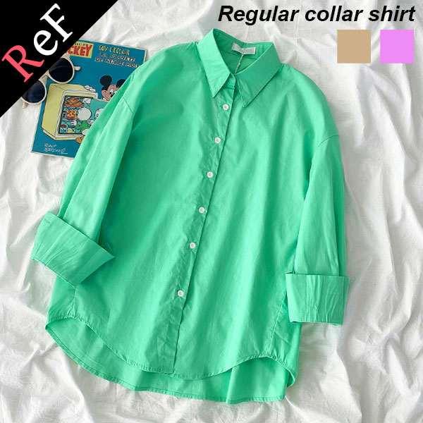 在庫処分 シャツ レディース カラーシャツ 長袖 無地 羽織り カジュアルシャツ |  | 01