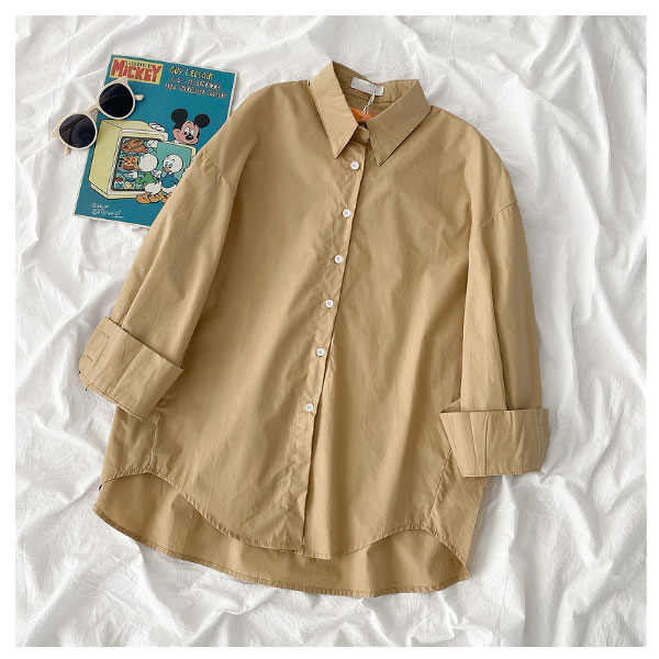 在庫処分 シャツ レディース カラーシャツ 長袖 無地 羽織り カジュアルシャツ |  | 03