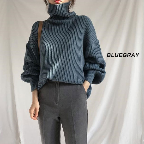 【期間限定スペシャルプライス】ニット リブニット タートルネック レディース ハイネック  長袖 セーター トップス ゆったり 体型カバー 送料無料 |  | 01