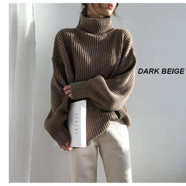 【期間限定スペシャルプライス】ニット リブニット タートルネック レディース ハイネック  長袖 セーター トップス ゆったり 体型カバー 送料無料 |  | 03