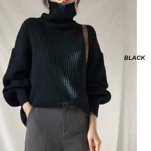 【期間限定スペシャルプライス】ニット リブニット タートルネック レディース ハイネック  長袖 セーター トップス ゆったり 体型カバー 送料無料 |  | 04