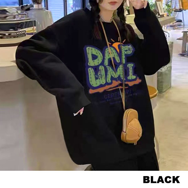 レディース スゥェット トレーナー 英字ロゴ カレッジスタイル プルオーバー トップス 長袖 送料無料 |  | 01