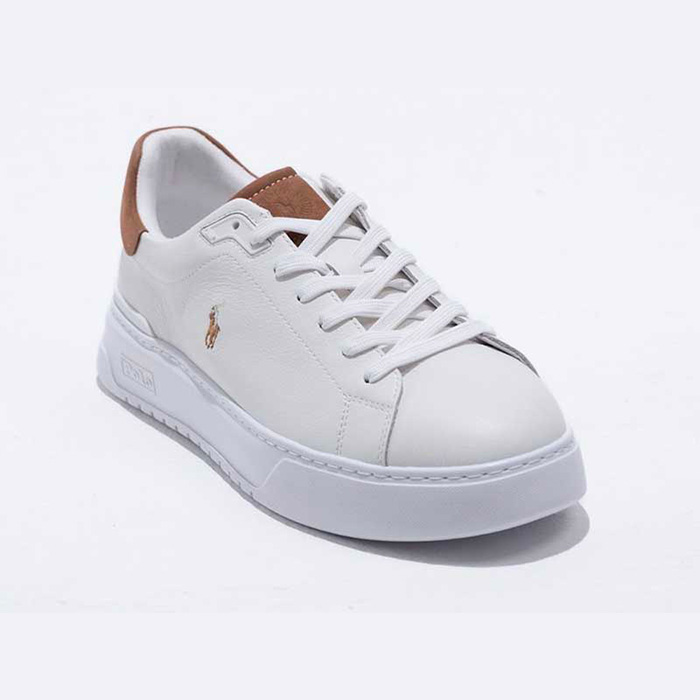 公式 POLO RALPH LAUREN RE75 RLITE COURT ライト コート ホワイトブラウン スニーカー メンズ ポロ ラルフ ローレンの画像