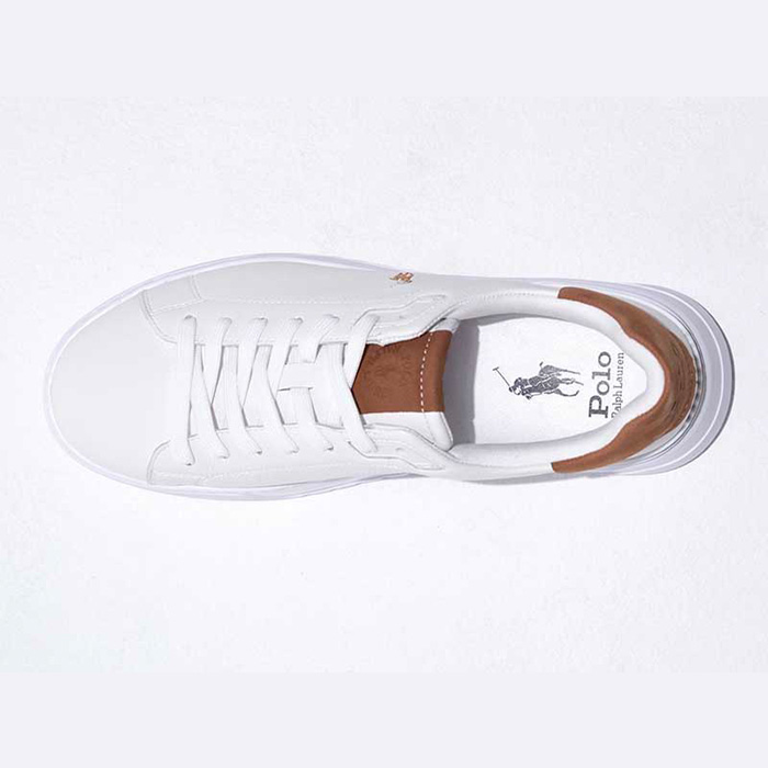 公式 POLO RALPH LAUREN RE75 RLITE COURT ライト コート ホワイトブラウン スニーカー メンズ ポロ ラルフ ローレンの画像