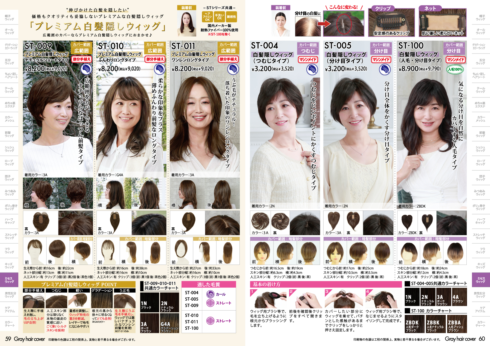ウィッグ プレミアム 白髪かくし つけ毛 かつら つむじ 広範囲タイプ