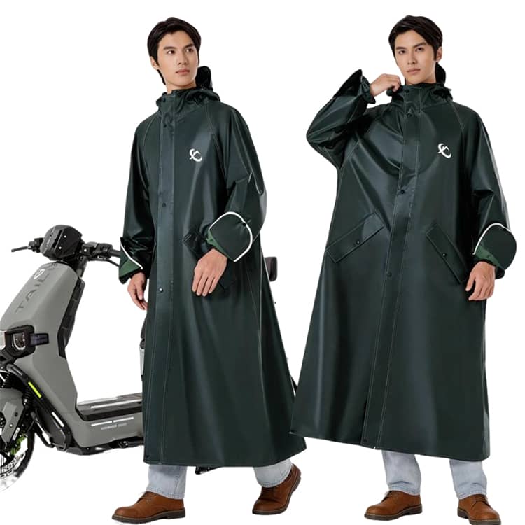 レインコート 一体型 自転車 レインウェア対応 防風 ロング丈 フード