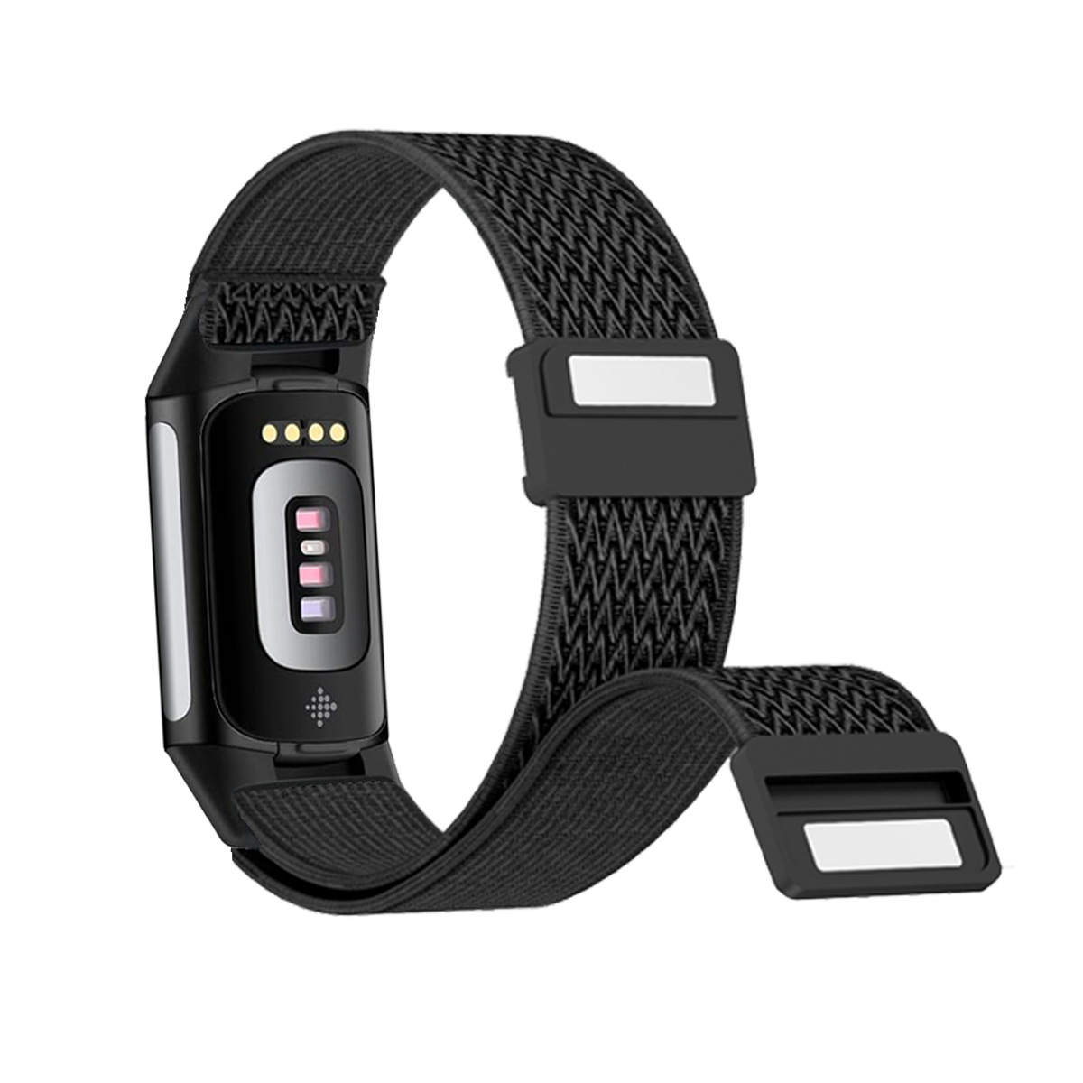 Fitbit Charge 6バンド弾性バンドCharge5バンドナイロン波模様マグネットファスナー付き腕時計バンド 柔らかい 通気性 軽量  調整可能な伸縮性ベルト
