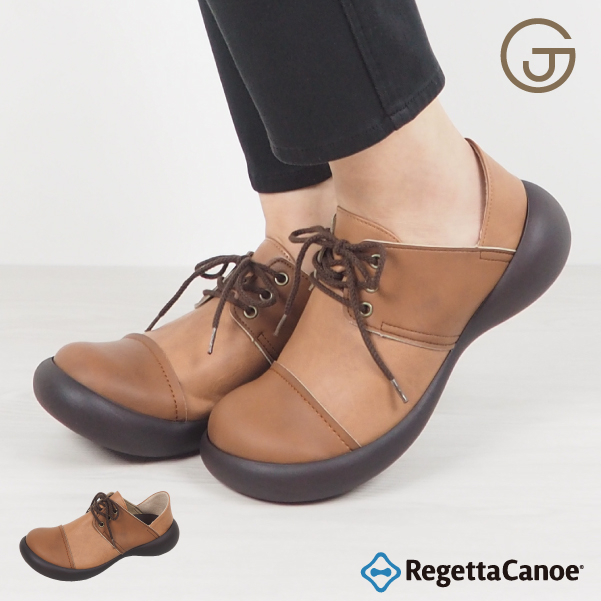 リゲッタ カヌー レディース シューズ 歩き やすい 紐 靴 2色 切替 履きやすい コンフォートシューズ
