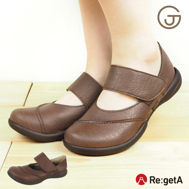 リゲッタ　パンプス　合皮　黒／薄茶　　未使用　 サイズＳ　２２〜２２．５ 素材リニューアル！リゲッタ Re:getA AL-35 クロスベルトミドル