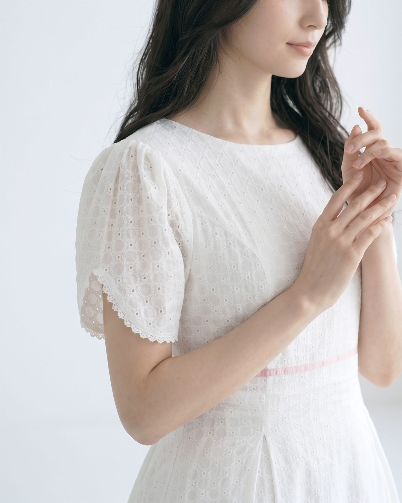 新品　エースアンドレア/WELINA レーシー ニットワンピース 158T 白 WELINA レーシー ニットワンピース – ACEANDRARE