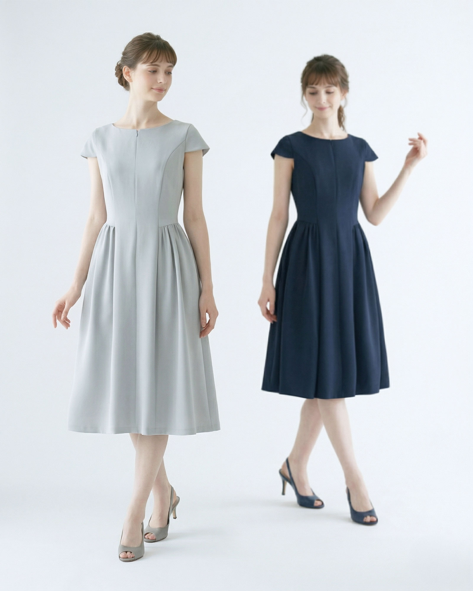 美品　ルネ　近年モデル　ノースリーブワンピース　手洗い可能　ライトグレー　36 REGINA RISURRE（レジーナリスレ） 【キレイ ワンピ フィオナ】秋 冬