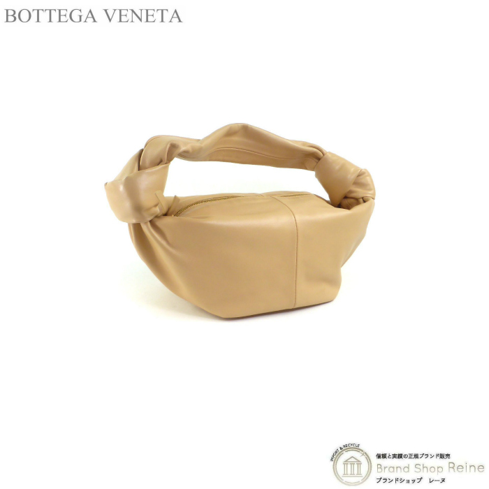 ボッテガ ヴェネタ （BOTTEGA VENETA） ダブルノット トップハンドル ミニ ハンド バッグ 629635  アーモンド×GO金具（新品同様）中古