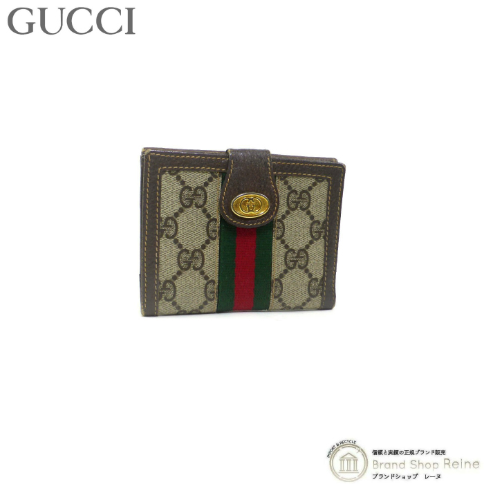 グッチ （GUCCI） オフィディア GG シェリーライン コンパクト ウォレット 二つ折り 財布 ベージ×ブラウン（中古） : 22-038834  : Brandshop Reine - 通販 - Yahoo!ショッピング