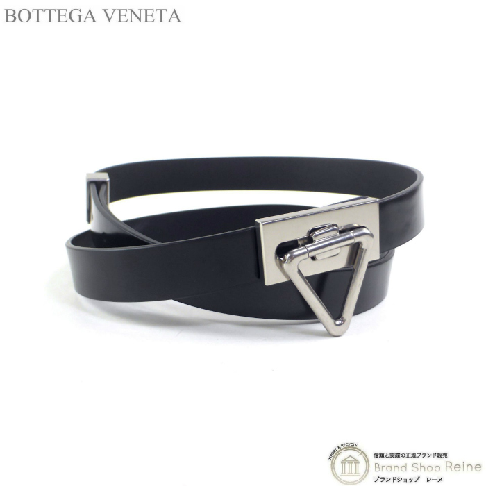 ボッテガ ヴェネタ （BOTTEGA VENETA） ポイントロック トライアングル レザー ベルト 95cm 679522 ブラック（新品）