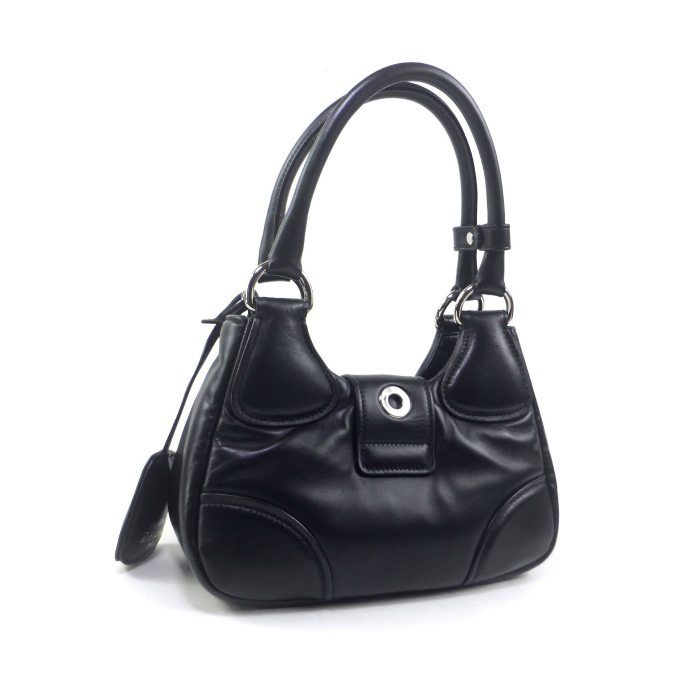 プラダ （PRADA） ムーン パデッドナッパレザー ベルト トライアングルロゴ 2way ショルダー ハンド バッグ 1BA381 NERO（新品）