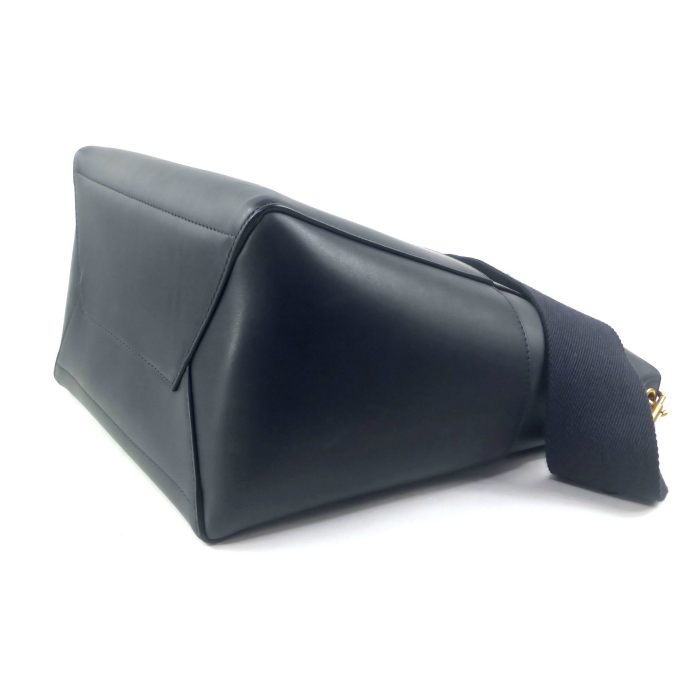 良品 セリーヌ レザー サングル バケット トート ショルダー バッグ ネイビー CELINE - 良品 セリーヌ レザー サングル バケット トート