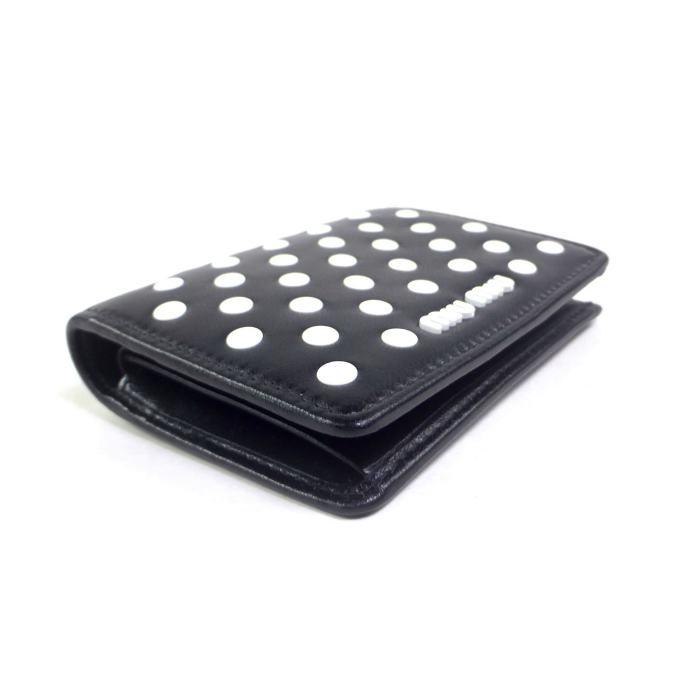 ミュウミュウ （MIUMIU） DOT STUDS ドットスタッズ コンパクト 二つ折り 財布 5MV204 ブラック（新品）