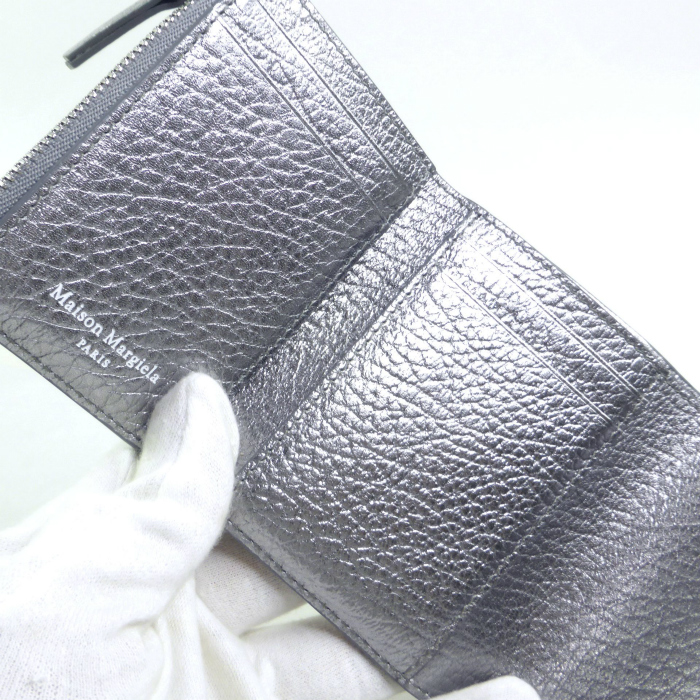Maison Margiela　グレー レザー 三つ折り財布 箱付き　T31 Maison Margiela グレー レザー 三つ折り財布 箱付き T31
