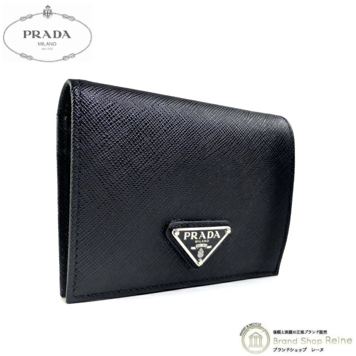 ✨新品同様　付属品完備✨プラダ　二つ折り　サフィアーノ　ブラック　1MV204 SAFFIANO（PRADA） プラダ （PRADA） サフィアーノ トライアングル