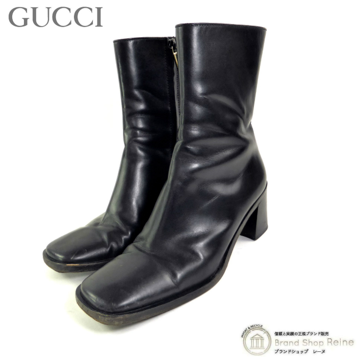 GG グッチ （GUCCI） レザー ショートブーツ サイドジップ 靴 シューズ