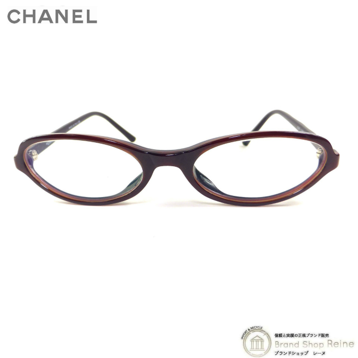 CHANEL メガネ 3075-B ボルドー系 CHANEL（シャネル） オーバル フレーム メガネ 度入り 眼鏡 3028