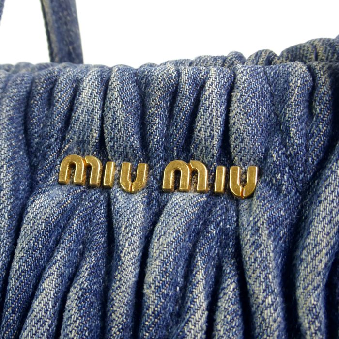 MIU MIU デニム キルティング バッグ miu miu（ミュウミュウ） デニム・マテラッセ キルティング ギャザー