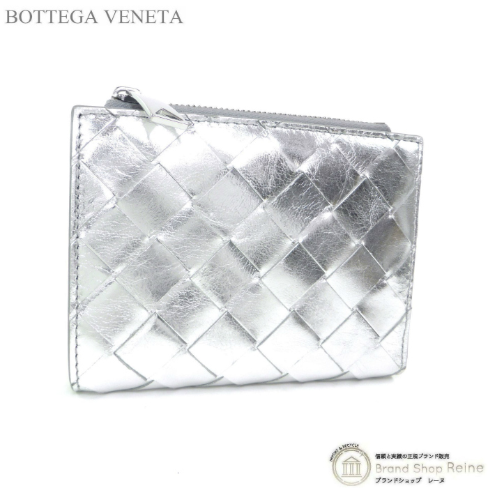 ボッテガ ヴェネタ イントレチャート レザー ポーチ シルバー BOTTEGA VENETA（ボッテガ・ヴェネタ） ボッテガ ヴェネタ イントレ