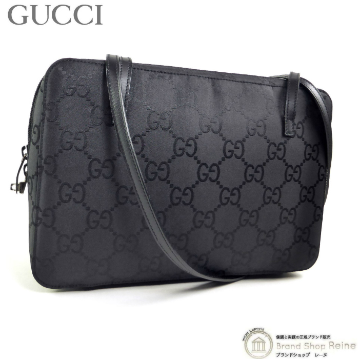 GUCCI グッチ ナイロン×レザー ショルダーバッグ ブラック パドロック付き 049180_1.jpg