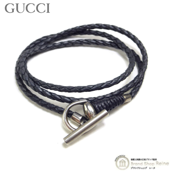 GUCCI（グッチ） ホースビット チョーカー 編み込みレザー SV925
