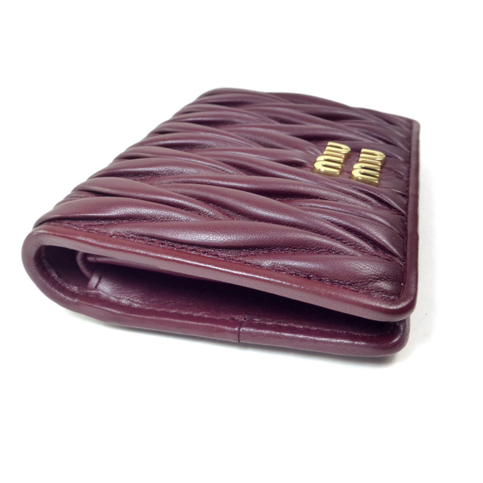 miu miu 二つ折り財布 がま口 ボルドー miu miu（ミュウミュウ） マテラッセ コンパクト 二つ折り 財布 5MV204