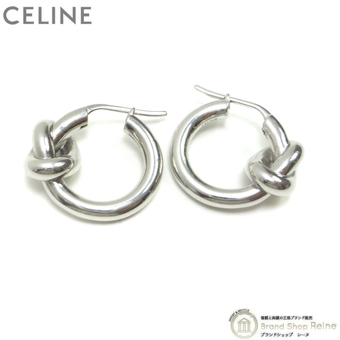 CELINE（セリーヌ） ノット フープ ピアス B101H ブラス シルバー