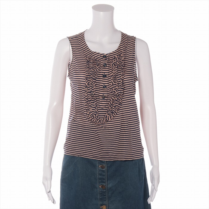 CHANEL ボーダーノースリーブニット サイズ44 CHANEL（シャネル） コットン ボーダー ノースリーブ ニット P35205