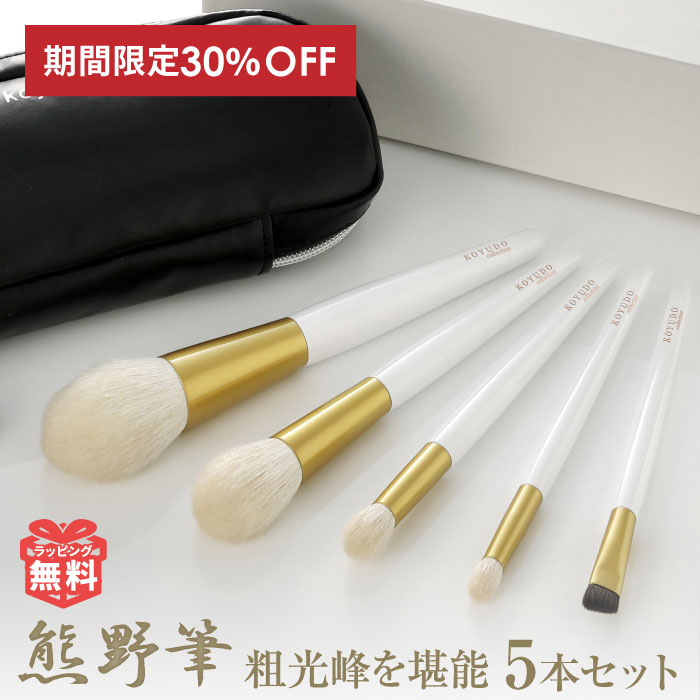 KOYUDO 熊野筆 メイクブラシ セット 5本 ブラシケース