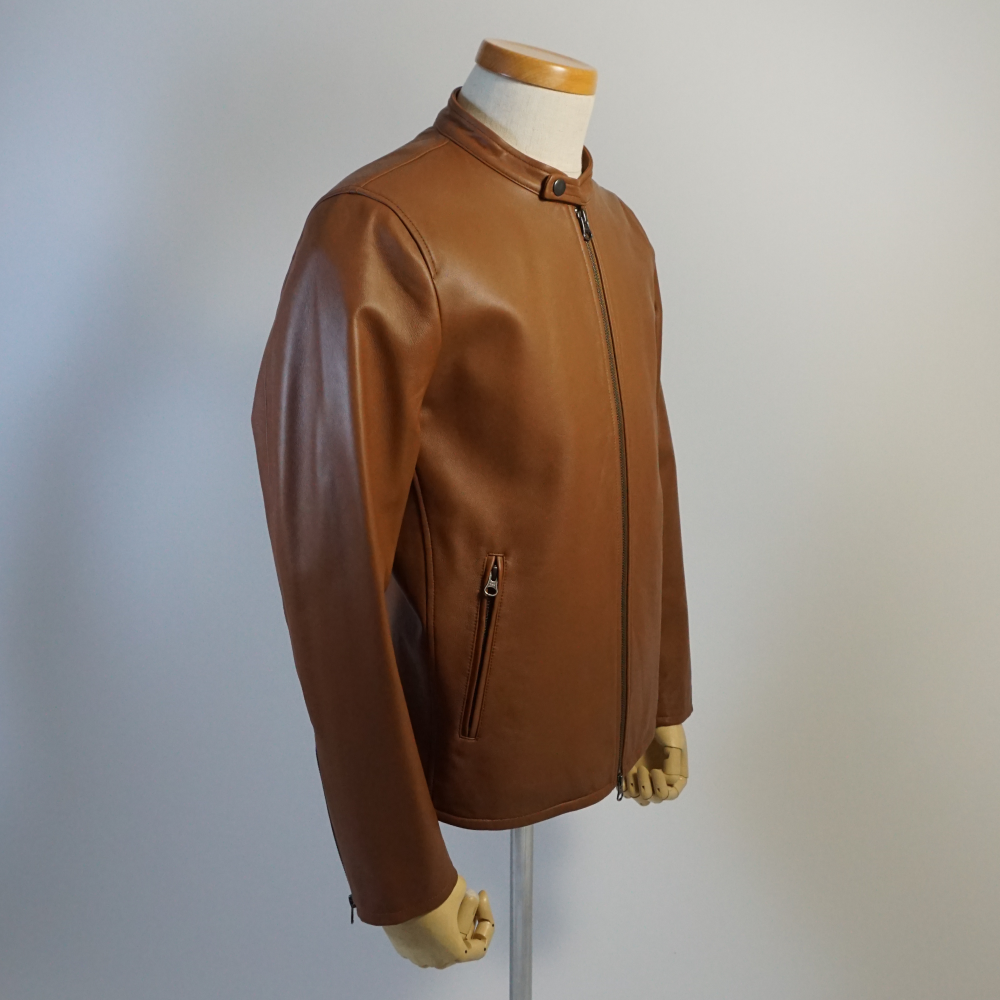 レザージャケット キャメル ライトブラウン 羊革 革ジャン ラムレザー