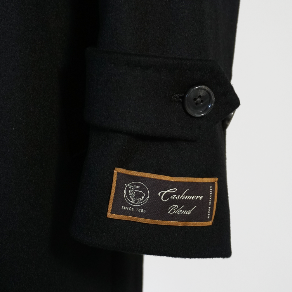 カシミヤブレンド ステンカラー ハーフコート 黒 メンズ ウール カシミヤブレンド ステンカラー ハーフコート 黒 メンズ ウール