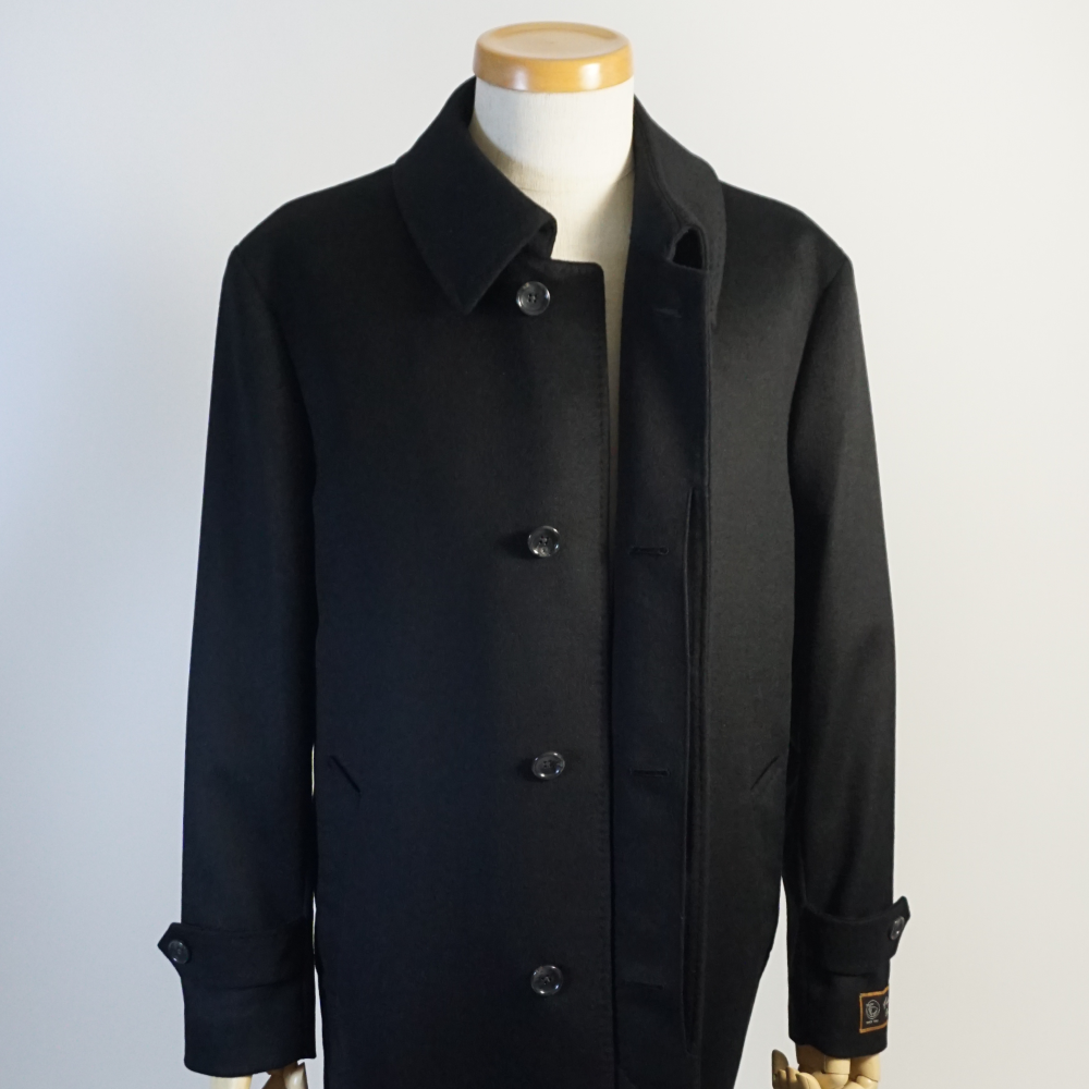 カシミヤブレンド ステンカラー ハーフコート 黒 メンズ ウール カシミヤブレンド ステンカラー ハーフコート 黒 メンズ ウール