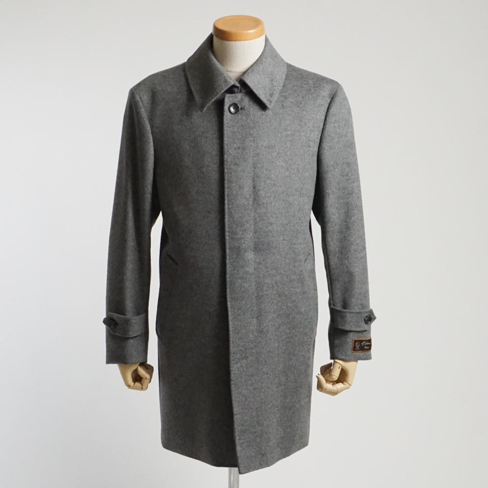 カシミヤブレンド ステンカラー ハーフコート グレー メンズ ウール